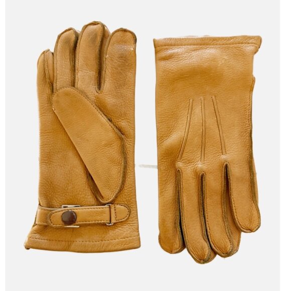 Vtg L.L. Bean Sta-Soft Deerskin Leather Gloves Small Tan Strap Buckle USA M/7 - Picture 6 of 7
